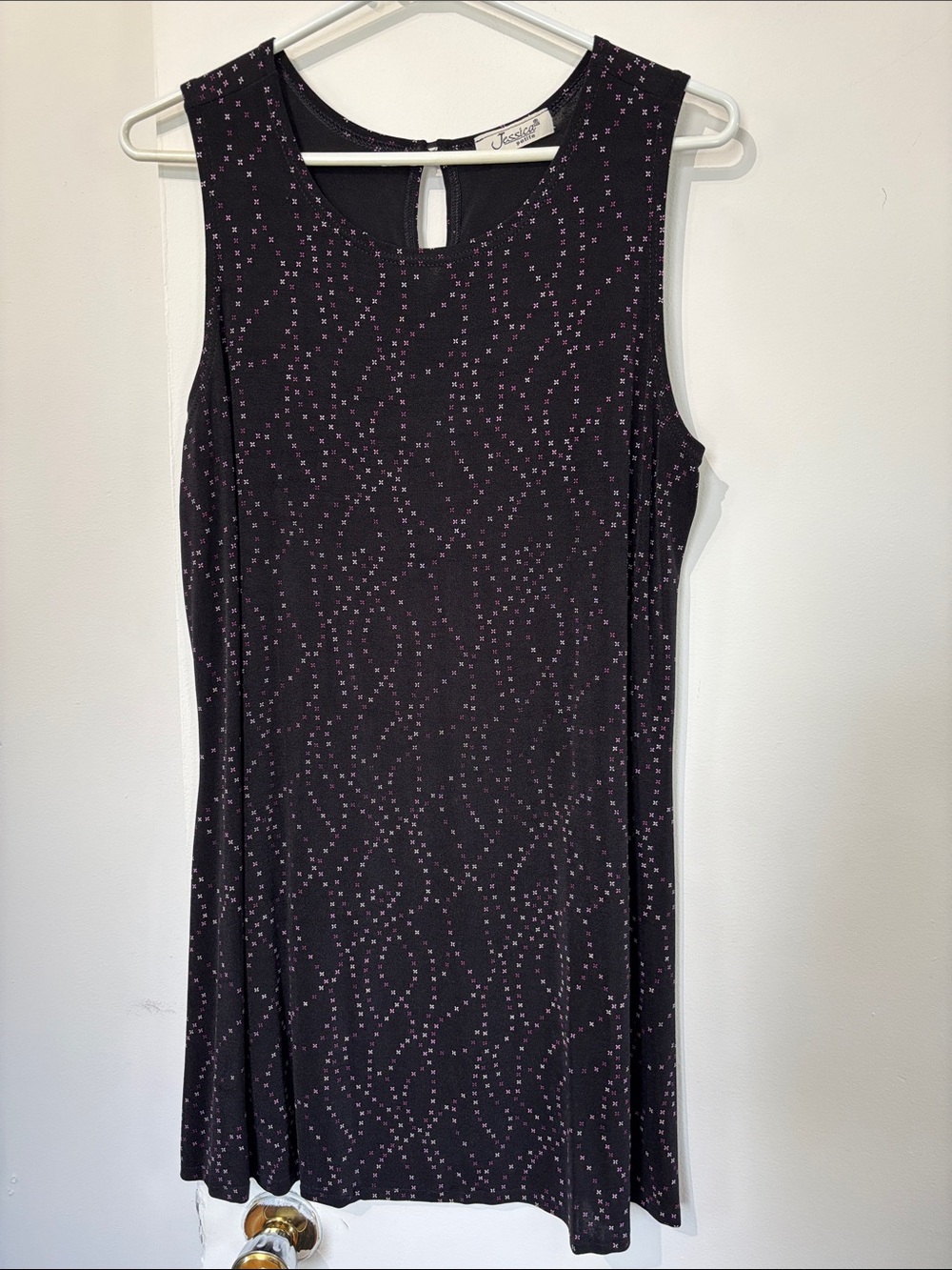 Jessica Black Mini Dress with Pink Dot Motif